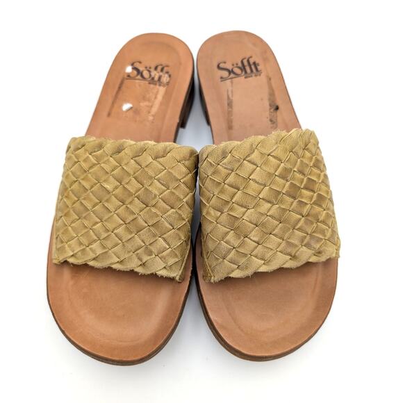 Sofft Ardee Woven Slide Sandals Mojito Green Leather Open Toe Size US6.5 EU37 - Picture 10 of 11